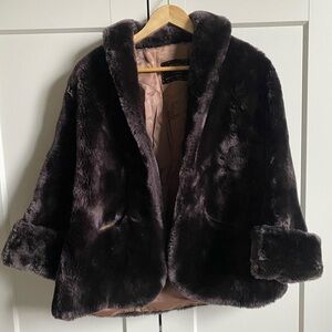 Elegant Faux Fur Teddy Jacket - Dark Brown
